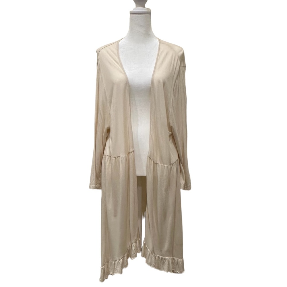 Torrid Cream Longline Soft Jersey Knit Open Front Ruffle Cardigan Size 3X